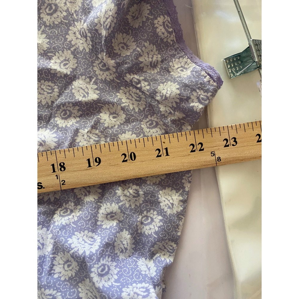 April Cornell Lavender Floral Cotton Lace Trim Midi Dress XL Pockets - Picture 6 of 7